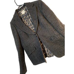 Armani Collezioni Womens Black Tweed Blazer Jacket Size 14 Italy RG10723 Sparkle